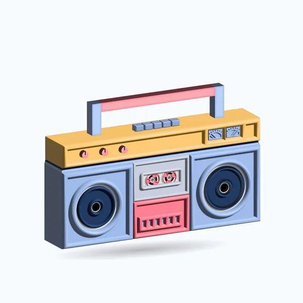 Boombox Audio Musica Retro Vecchio Realistico Illustrazione — Vettoriale Stock