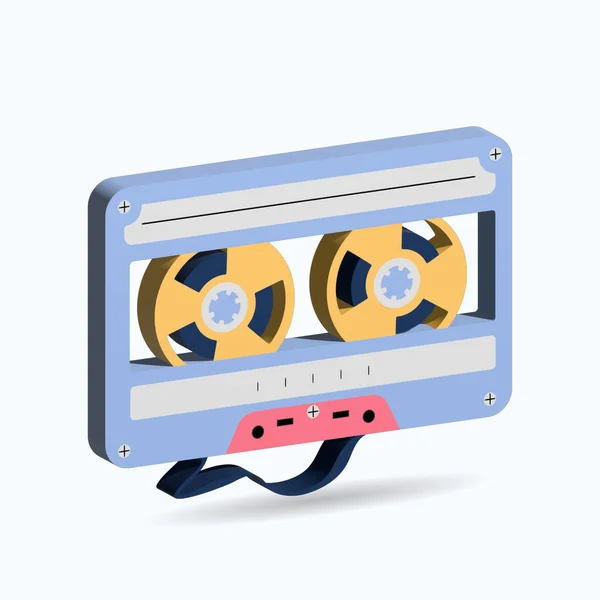 レトロなオーディオテープカセット 3Dイラスト — ストックベクタ