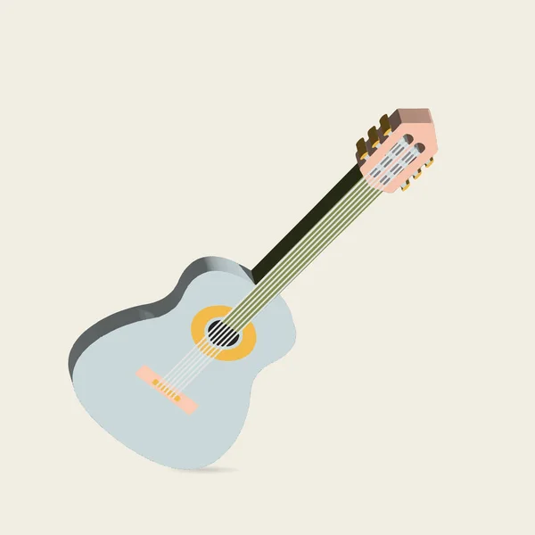 Blaue Gitarre Auf Beigem Hintergrund Illustration — Stockvektor