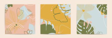 Duvar dekorasyonu, kartpostal veya broşür kapağı tasarımı için yaratıcı minimalist vektör çizimleri.