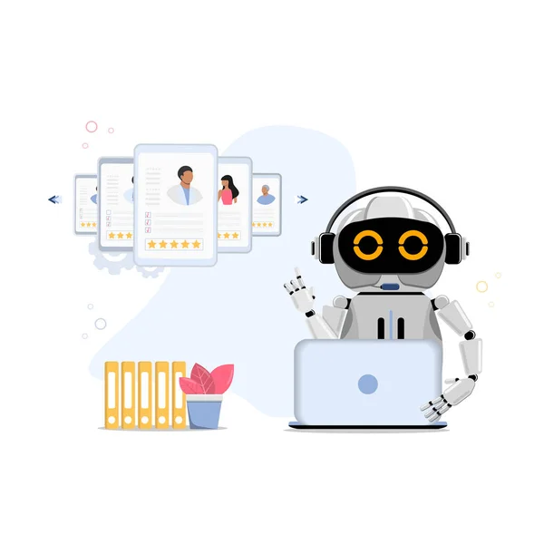   oncept of finding specialists with help of artificial intelligence. flat vector illustration.