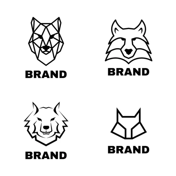 Набор Логотипа Волка Векторная Иллюстрация — стоковый вектор