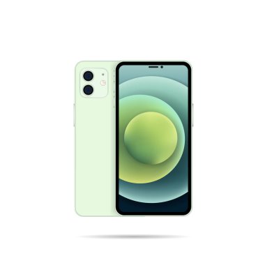 Akıllı telefonmuş. Ön ve arka görünüm illüstrasyonu. 