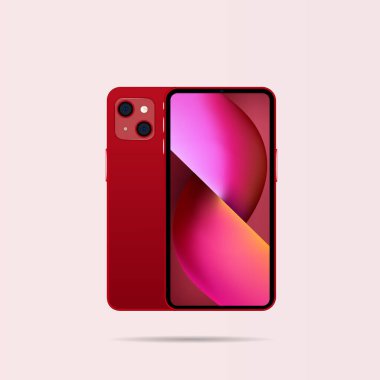 Akıllı telefonmuş. Ön ve arka görünüm illüstrasyonu. 