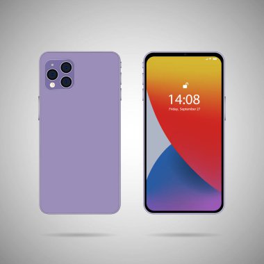 Akıllı telefonmuş. Ön ve arka görünüm vektör çizimi.