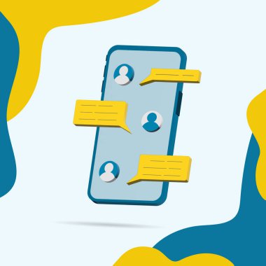 Metin baloncuklu 3d akıllı telefon.