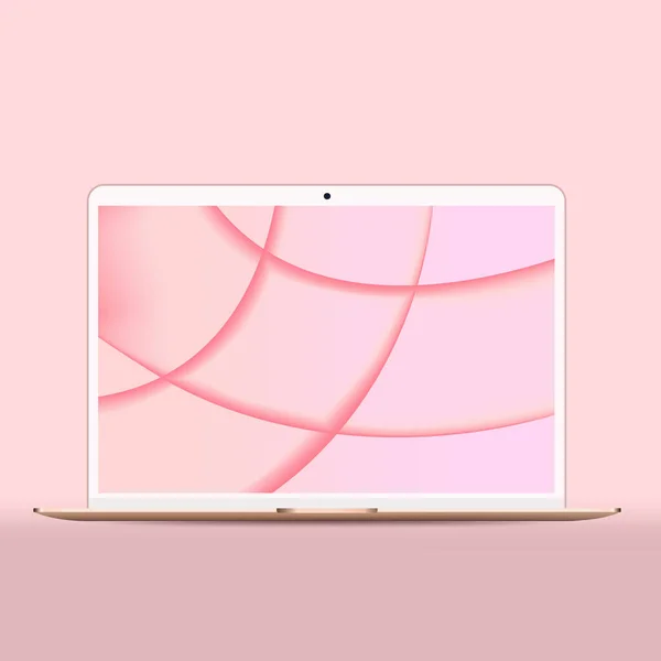 Realistic Notebook Pink Background Vector Illustration — Stok Vektör