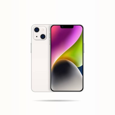 Akıllı telefonmuş. Ön ve arka görünüm çizimi. vektör