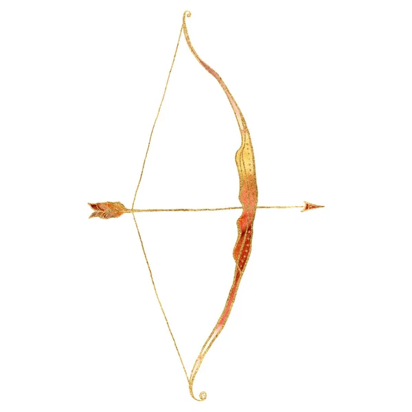 Akvarell zodiak tecken sagittarius. Handmålade abstrakt kort isolerad på vit bakgrund. Minimalistisk guld linjär illustration för design, tryck, tyg eller bakgrund. — Stockfoto