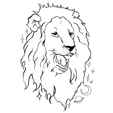 Vector leo zodiac sign. Hand painted astrology card isolated on white background. Minimal line art illustration for design, print, fabric or background