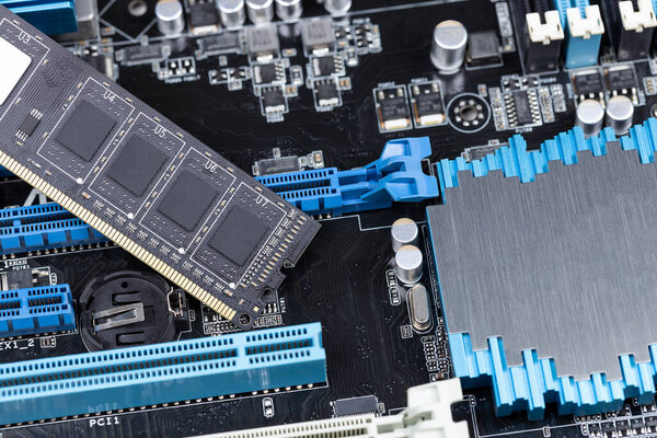 Motherboard close-up. Details for the computer.