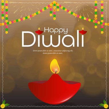 Mutlu Diwali Hindu Festivali afişleri, ya da Hindistan 'ın ışık festivali için tebrik kartı arka planı