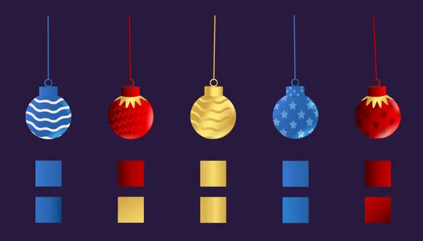 Una Collezione Diversi Modelli Palla Natale Con Gradian Nuovo Anno — Vettoriale Stock
