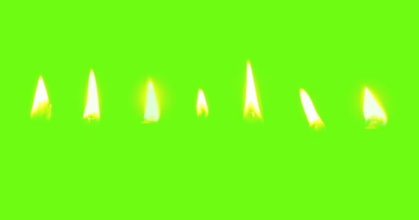 Chamas Vela Tela Verde Chama Fogo Gráficos Movimento Conjunto Fogo — Vídeo de Stock
