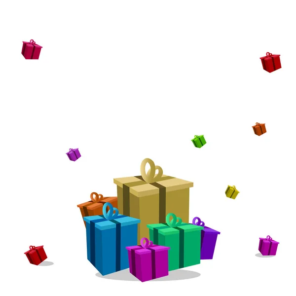 Caja Regalo Colores Cayendo Fondo Blanco Ilustración Vectorial — Vector de stock