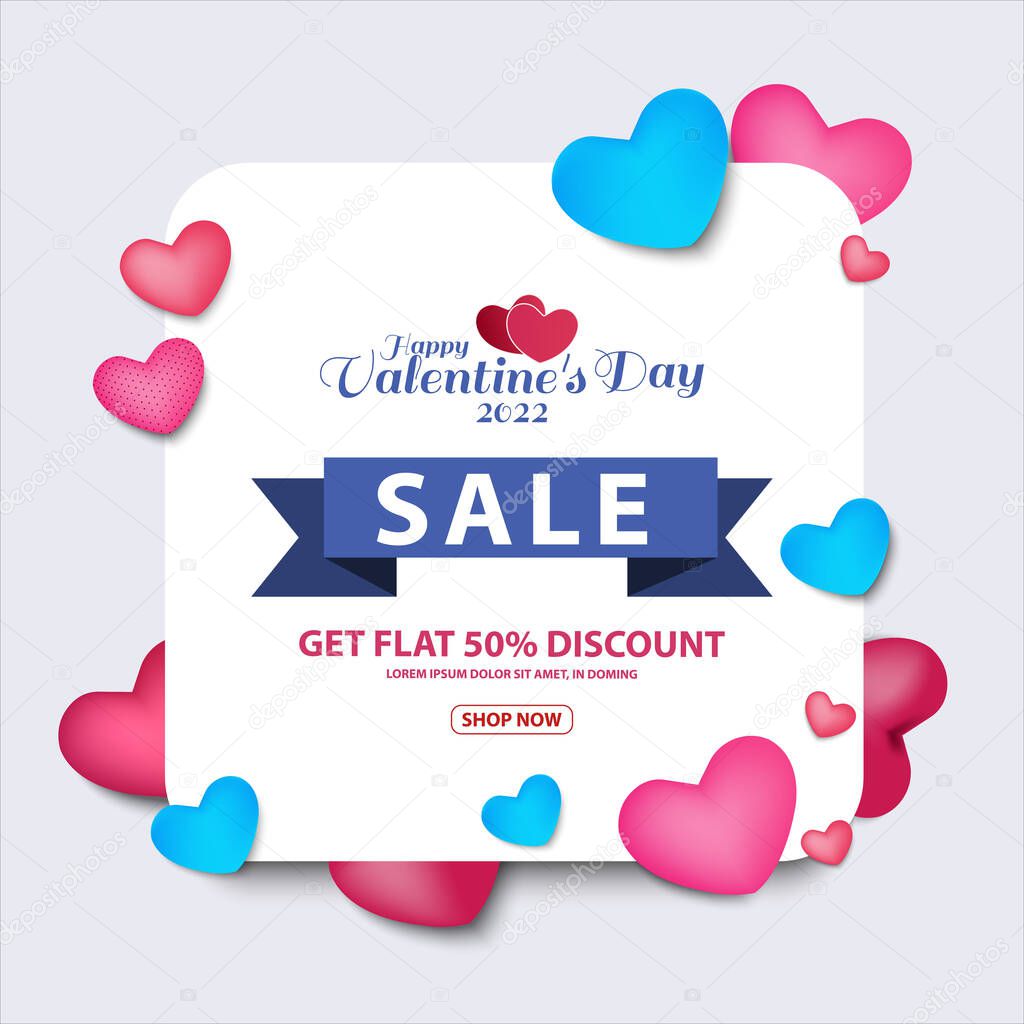 Valentine's Day Web Banner sale promo. Vector Illustration