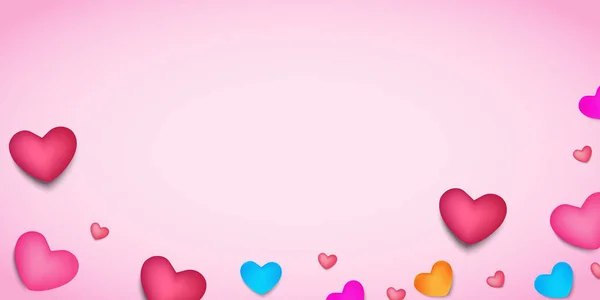 Valentine Day Background Colorful Hearts Flying Pink Backgrounds Happy Women — стоковий вектор