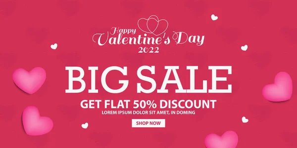 Promo Web Banner Untuk Penjualan Hari Valentine Valentine Day Menjual - Stok Vektor