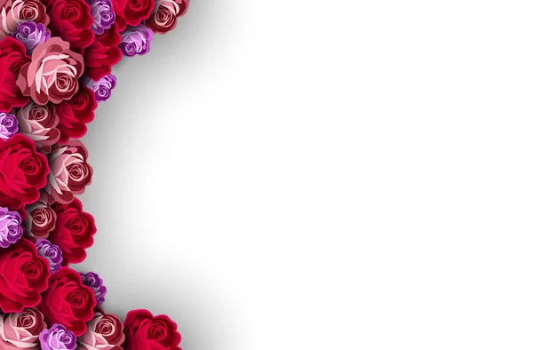 Rote Blume Rosa Blume Rand Auf Einem Weißen Hintergrund Sortiert — Stockvektor