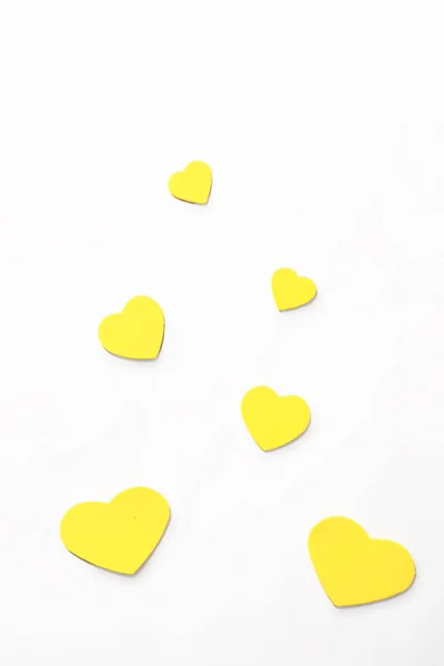 Валентинів День Ізольовані Жовті Серця Білому Тлі — стокове фото