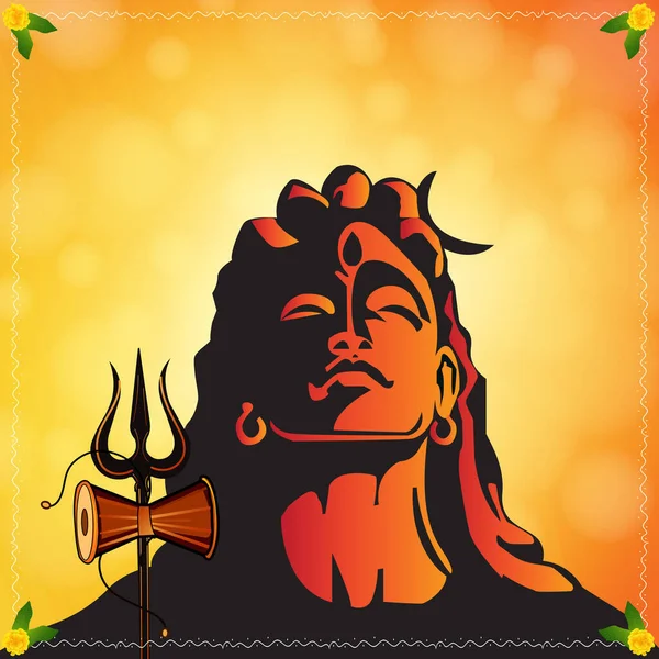 Ilustración Del Fondo Silueta Lord Shiv Shankar Para Happy Maha — Vector de stock