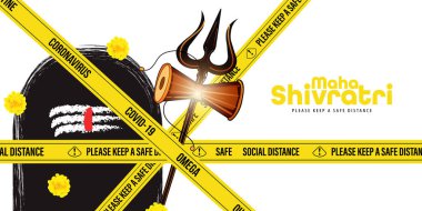 Maha Shivaratri salgındaki illüstrasyonları selamlıyor. Salgın Maha Shivaratri. covid 19, corona virüsü konsepti.