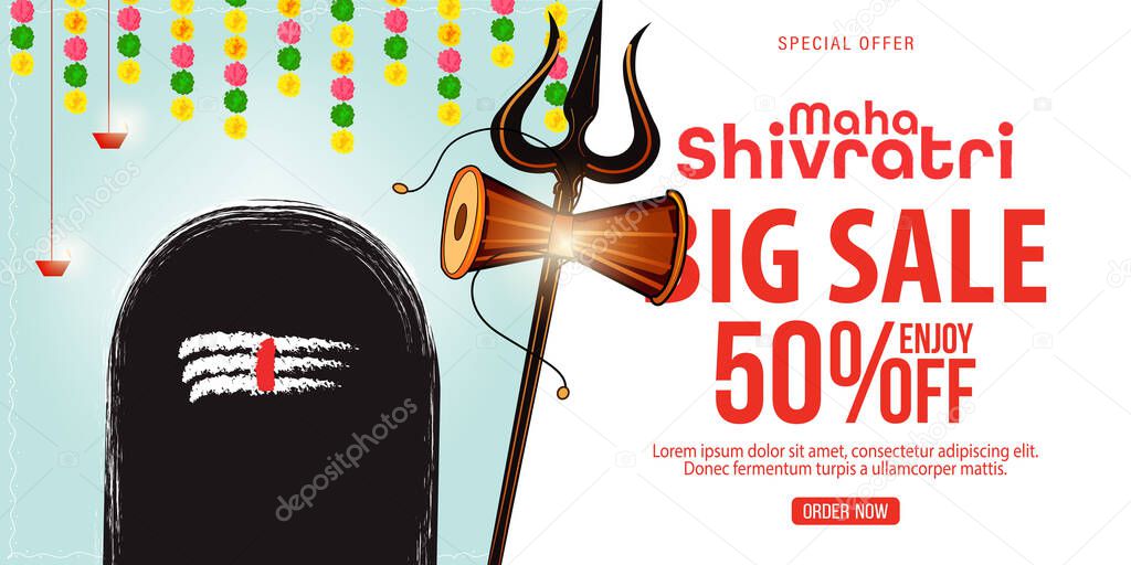 illustration of Happy Mahashivratri Big Sale offer design. 50% off Sale poster, advertisement