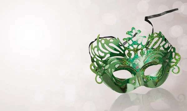 Masque Carnaval Sur Fond Abstrait Lumières Bokeh Déconcentrées Espace Copie — Photo