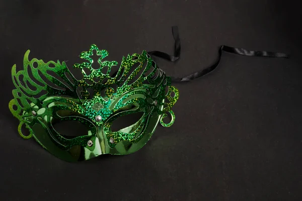 Glad Purim Carnival Mask Svart Bakgrund — Stockfoto