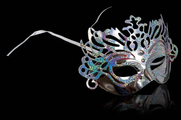 Happy Purim Carnival Mask Black Backgrounds — Stock Photo, Image