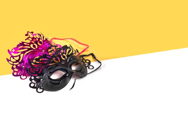 Multicolored Carnival Mask Yellow White Backgrounds — Stock fotografie