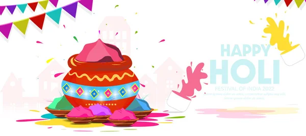 Happy Holi Festival Achtergronden Groeten Van India Kleurrijke Kleurenfestival Viering — Stockvector