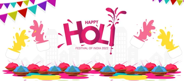 Happy Holi India Színes Fesztiválja Holi Legnagyobb Színes Fesztivál Indiában — Stock Vector