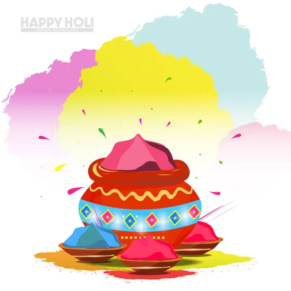 Φεστιβάλ Χρωμάτων Happy Holi Γιορτή Και Πολύχρωμα Holi Σκόνη Πιτσιλίσματα — Διανυσματικό Αρχείο