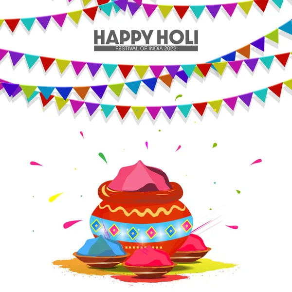 Happy Holi Het Kleurrijke Festival Van India Achtergronden Kaart Ontwerp — Stockvector