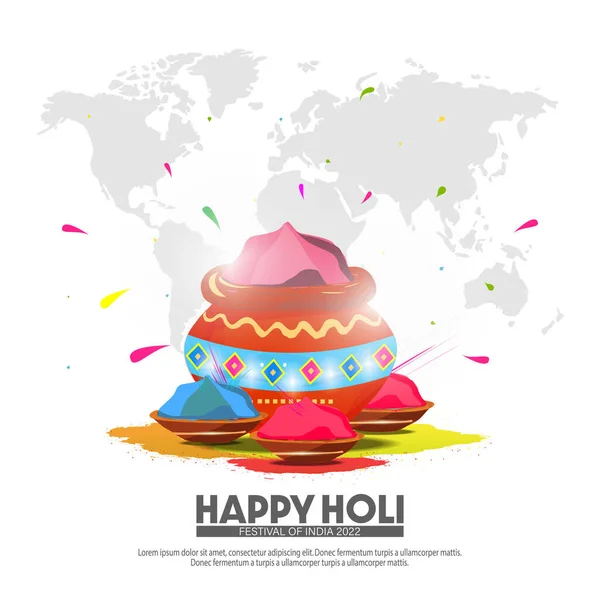 Happy Holi India Colorful Festival Celebration Map Backgrounds — Stock Vector