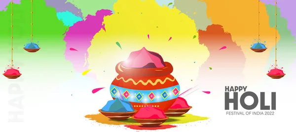 Εικονογράφηση Του Happy Holi Ινδία Φεστιβάλ Χρωμάτων Γιορτή Χαιρετισμοί Σχεδιασμός — Διανυσματικό Αρχείο