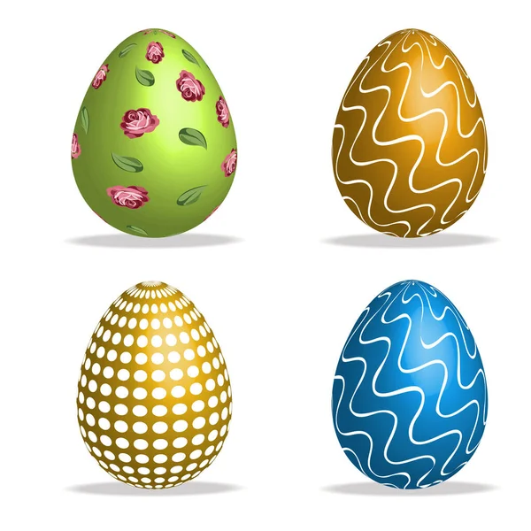Conjunto Huevos Pascua Color Aislados Sobre Fondo Blanco — Archivo Imágenes Vectoriales