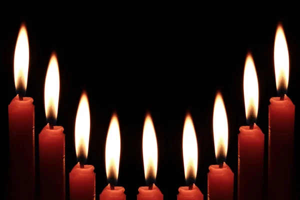 Red Candle Burning Dark Light Glow — Fotografia de Stock