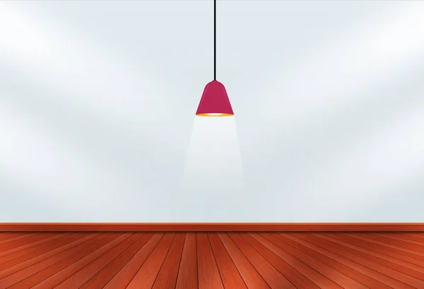 An image of an empty room with a lamp,