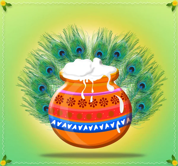 Ilustración Fondo Feliz Festival Janmashtami India —  Fotos de Stock