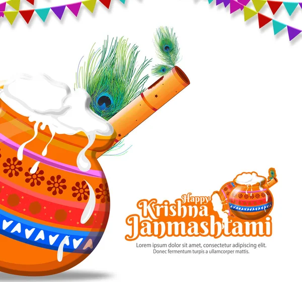 Beautiful illustration of Happy Krishna Janmashtami celebration, a Hindu festival of India.