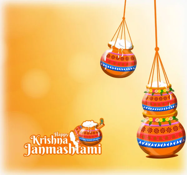 Hermosa Ilustración Feliz Celebración Krishna Janmashtami Festival Hindú India —  Fotos de Stock