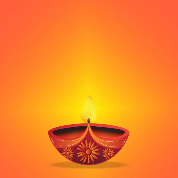 Diwali休日の背景に大きなDiyaオイルランプ ディワリ祭 ライトの祭典 テキストのスペース グリーティングカード バナー チラシ テンプレートの使用 — ストックベクタ