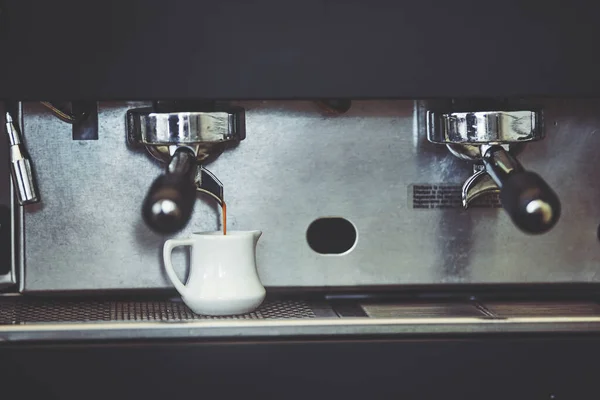 Barista Prepares Coffee Latte Espresso — Stock Photo, Image
