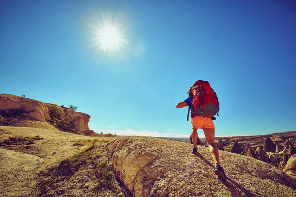 Pedestrian Tourism People Travel Backpacks Open Air — Stock Photo, Image