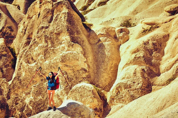 Viajar Saudável Estilo Vida Conceito Aventura Férias Ativas Verão Caminhadas — Fotografia de Stock