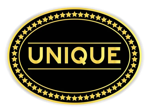 Goud Zwart Kleur Ovale Label Sticker Met Woord Uniek Witte — Stockvector