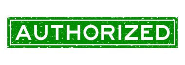 Beyaz arka plan üzerinde Grunge yeşil yetkili kelime kare kauçuk mühür damgası