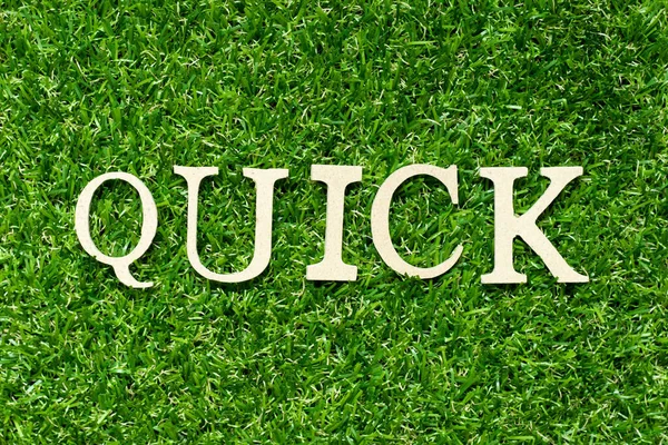 Holz Buchstabe Wort Schnell Auf Grünem Gras Hintergrund — Stockfoto